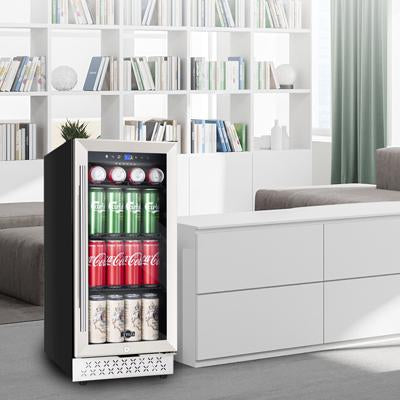  Tylza Beverage Refrigerator 15 Inch Wide, Mini Fridge Stainless  Steel Under Counter Beverage Cooler, 130 Cans Beer Fridge with Built-in and  Freestanding Beverage Fridge TYBC100SD : Appliances