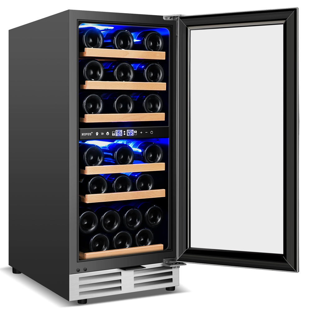 15" Dual Zone 30-Bottle Wine Cooler Silver - Tylza