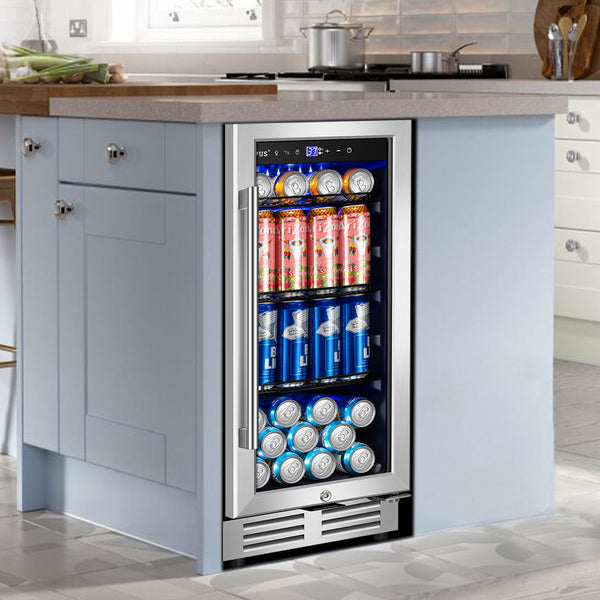 Nipus 15 inch 130 Can Beverage Fridge Freestanding/Built-in Beverage Refrigerator with French Door - Tylza