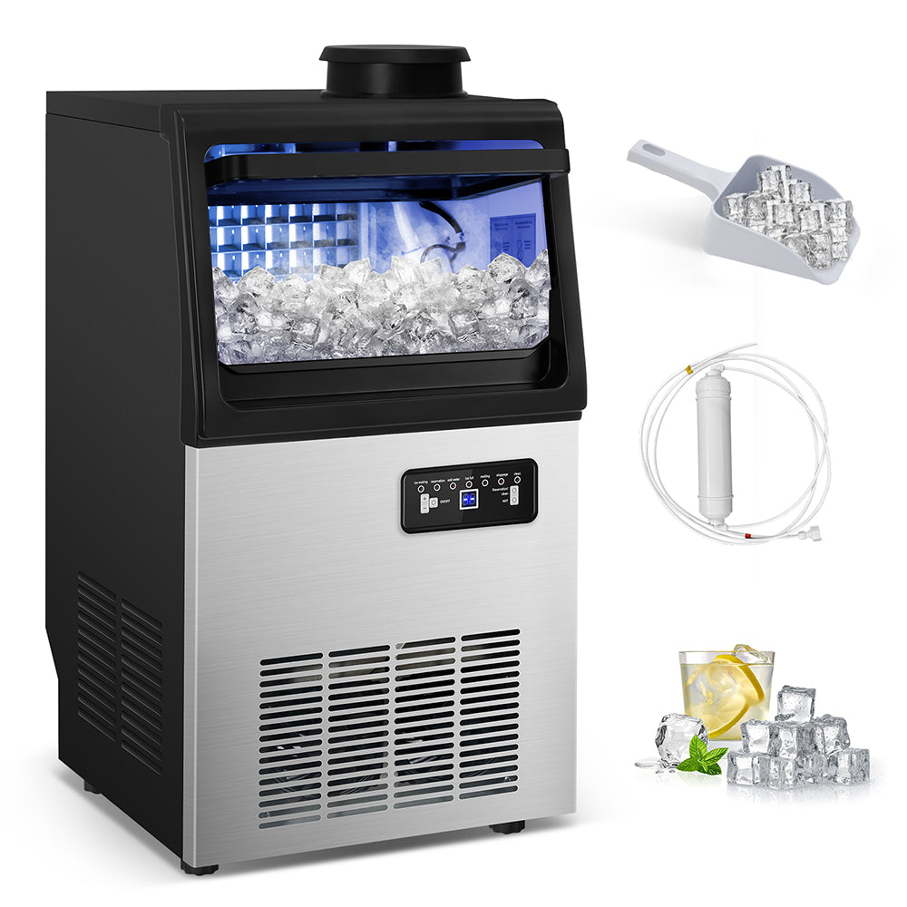 14 in. 88 lbs.Stainless Steel Freestanding Commercial Ice Maker - Tylza