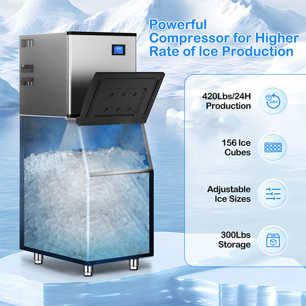 22 in. 420 lbs./24 Hours Split Commercial Ice Maker 2-Packages 156 Ice Cubes/Cycle in Stainless Steel