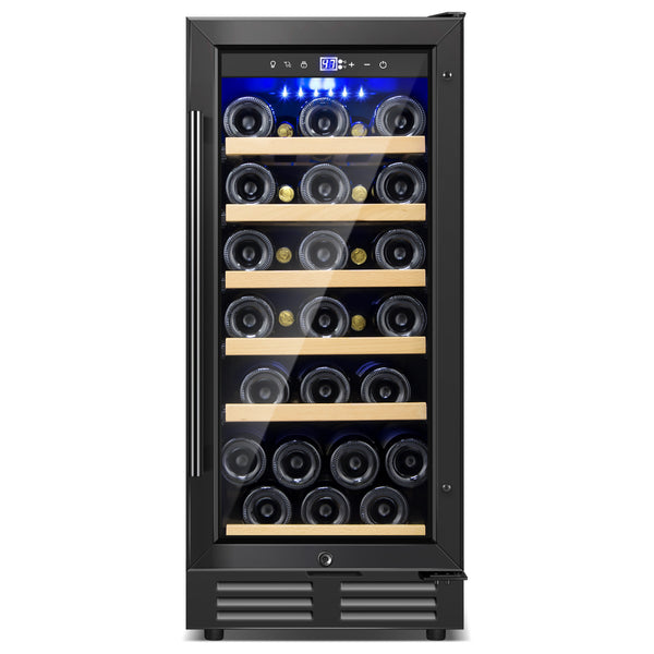 TITTLA 15 inch Wine Refrigerators,30 Bottles Wine Coolers ,Freestanding & Built-in with Glass Door,Black