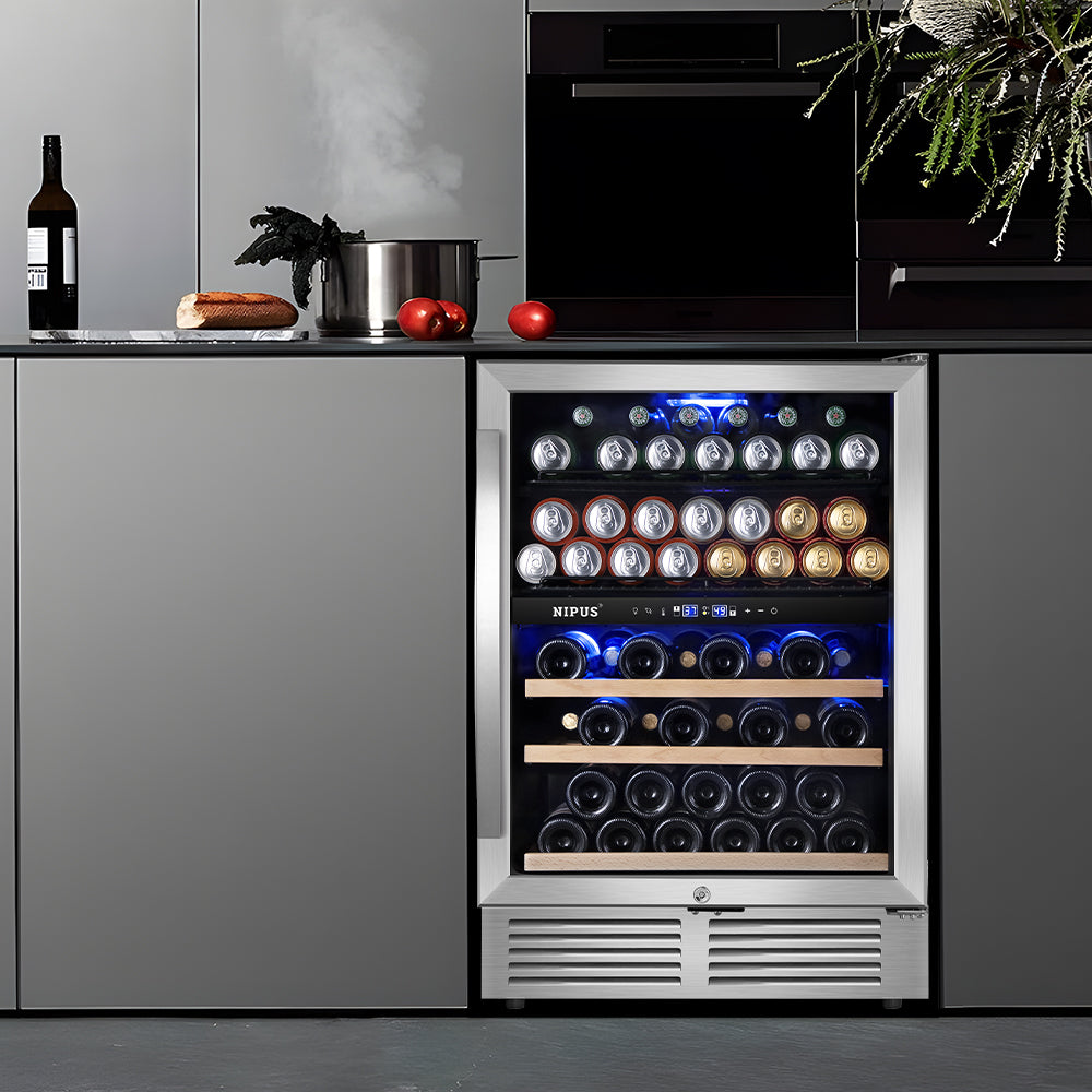 24" Dual Zone 94-Can & 27-Bottle Wine Beverage Cooler - Tylza
