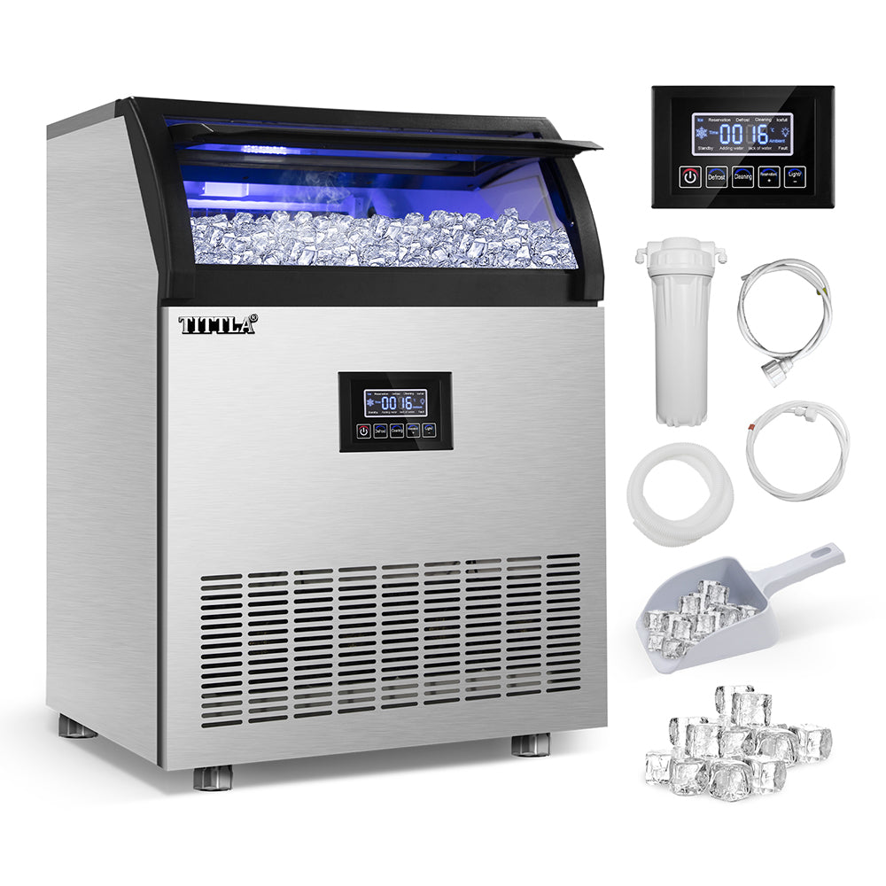 24.3 in. 200 lb. Stainless Steel Built-In Commercial Ice Maker - Tylza