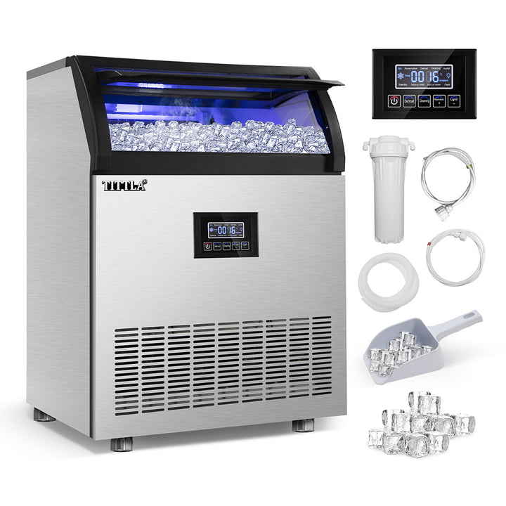24.3" 200 lb. Built-In Ice Maker with Water Filter and Stainless Steel Flip-Up Door.