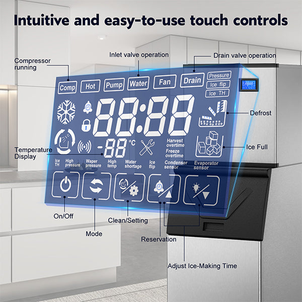 22.3 in. 450 lbs. /24 Hours Split Commercial Ice Maker 300 lbs. Storage Bin in Silver Two packages 156 Ice Cubes/Cycle - Tylza
