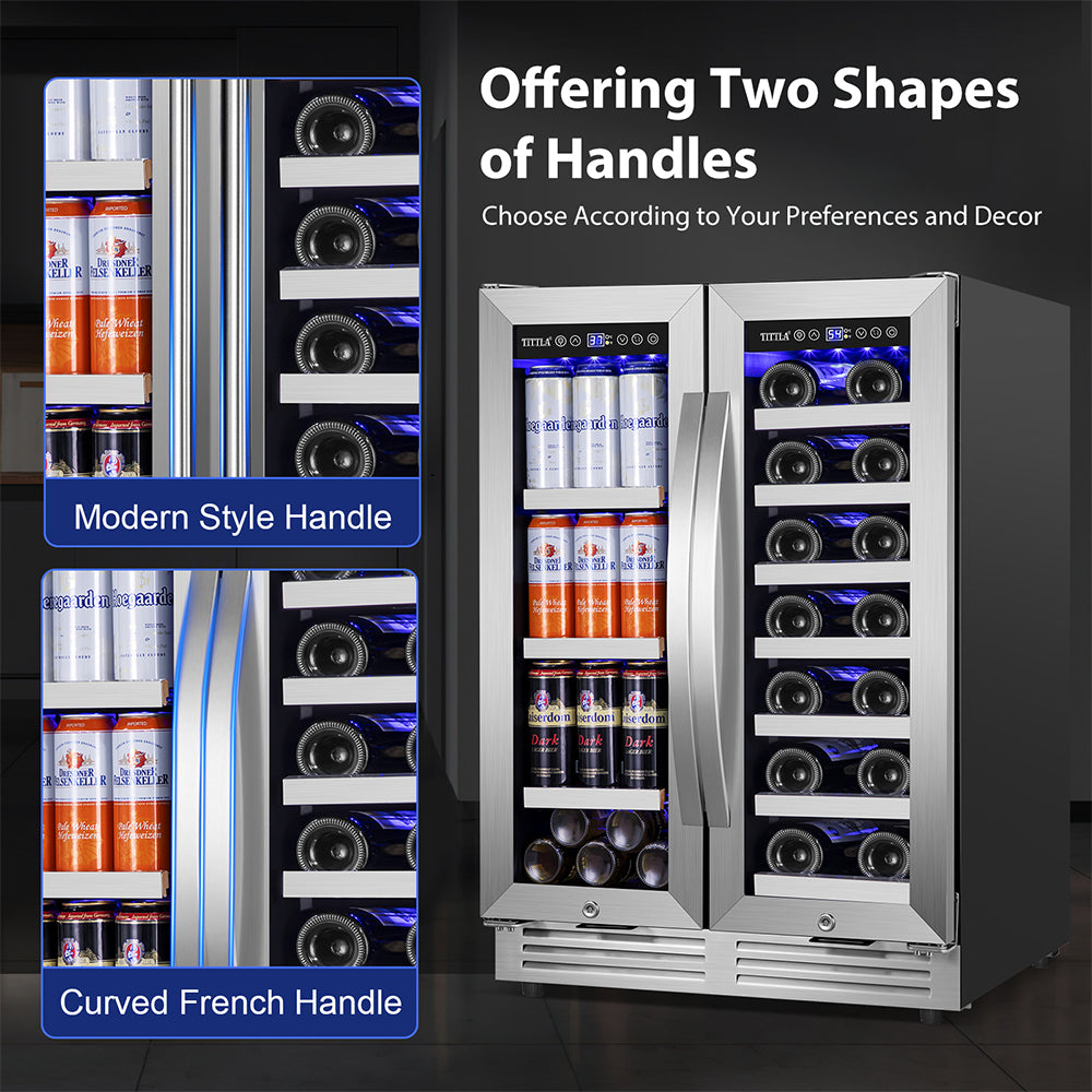 24" Dual Zone 20 Bottle & 60 Can Wine Beverage Cooler Silver - Tylza