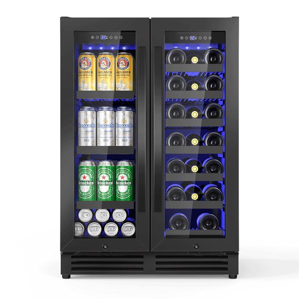 TITTLA 24 Inch Wine and Beverage Refrigerators Cooler,18-Wine Bottles and 57 Cans,Dual Zone,Under Counter