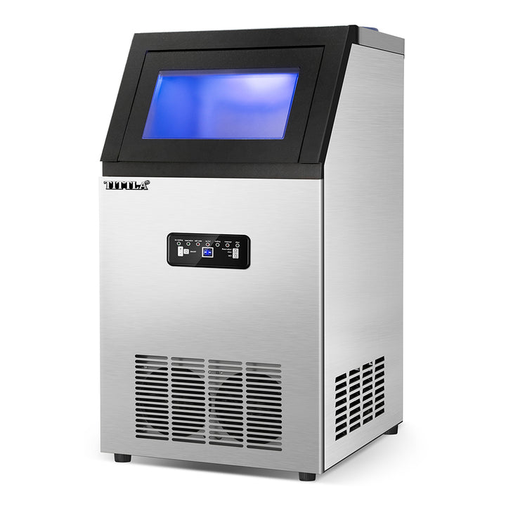 14-inch 88 lb. Water-Filter Ice Maker with Flip Top and Blue LED Lighting.