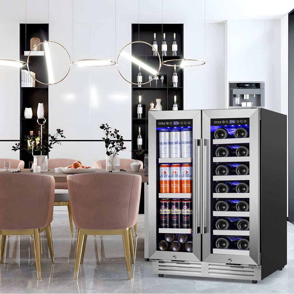 24" Dual Zone 20 Bottle & 60 Can Wine Beverage Cooler Silver - Tylza