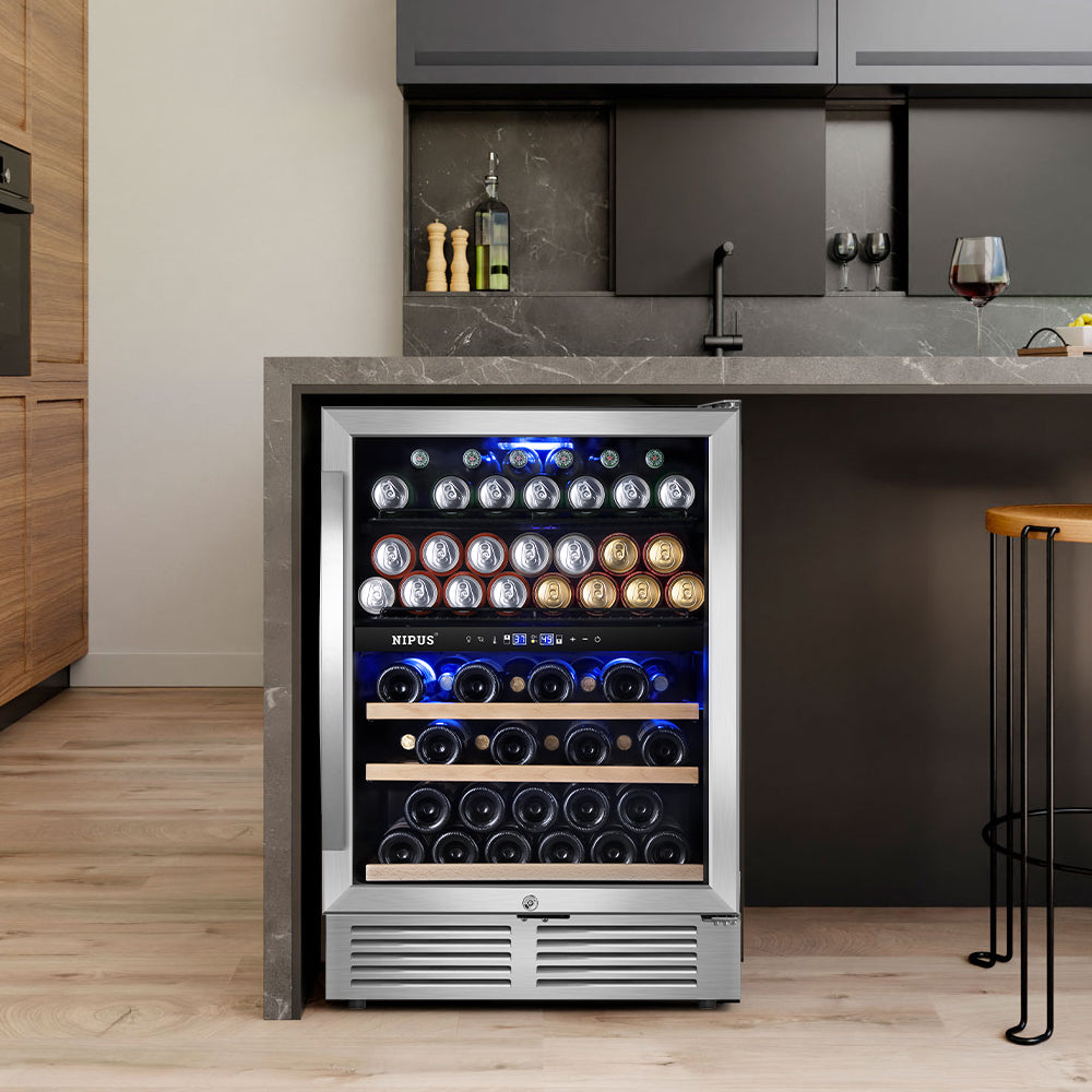 24" Dual Zone 94-Can & 27-Bottle Wine Beverage Cooler - Tylza