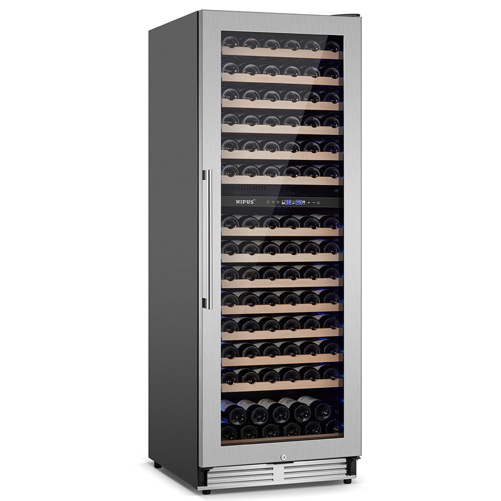 24” Seamless Design 154 Bottle Dual Zone Recessed Wine Cooler/Freestanding Wine Cooler with Blue LED Lights