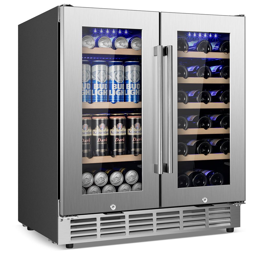 30" Dual-Zone 28 Bottles & 88 Cans Wine Beverage Cooler - Tylza