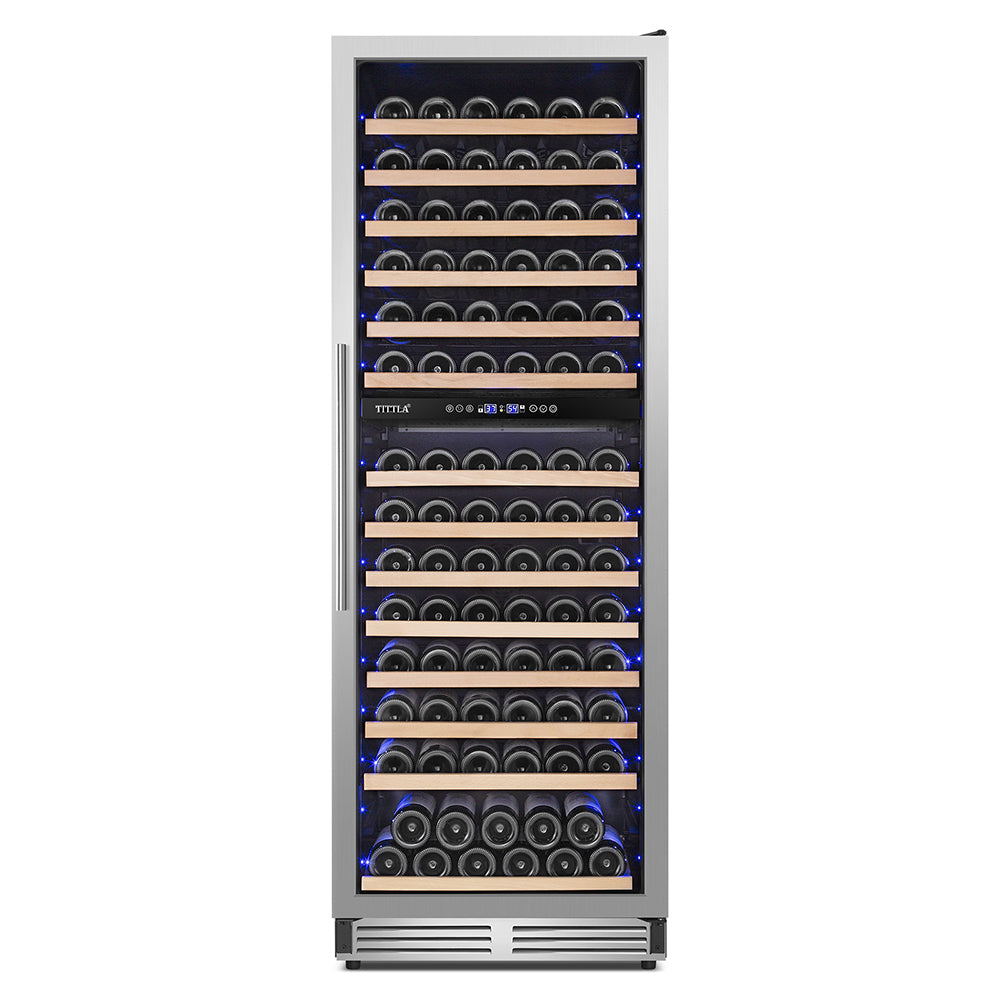 24" 154 Bottle Dual Zone Freestanding/Built-In Wine Cooler with 14 Removable Shelves