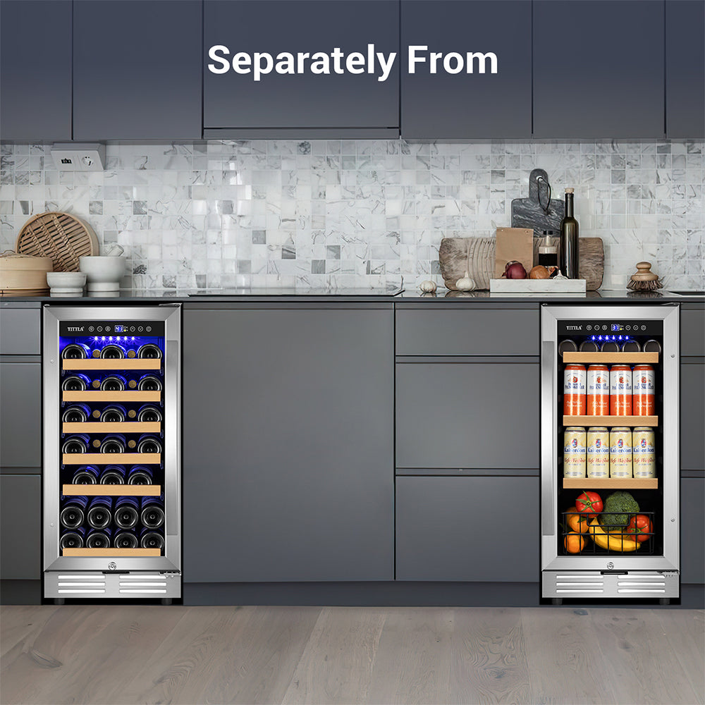 30"Wine & Beverage Refrigerator Triple Zone 30 Bottle & 130 Can Built-in Split Wine and Beer Cooler