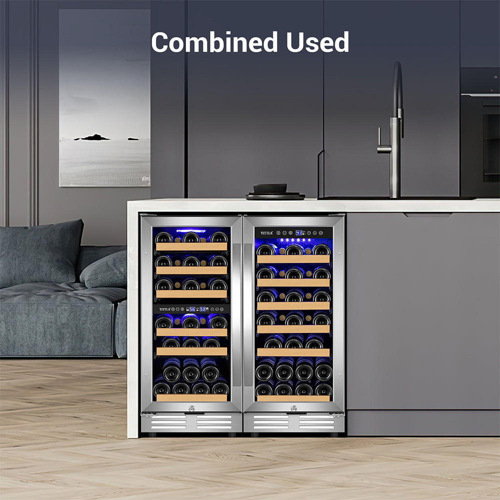 30"Wine Premium Refrigerator 60 Bottle Built-In Reversible Door Split Wine Cooler