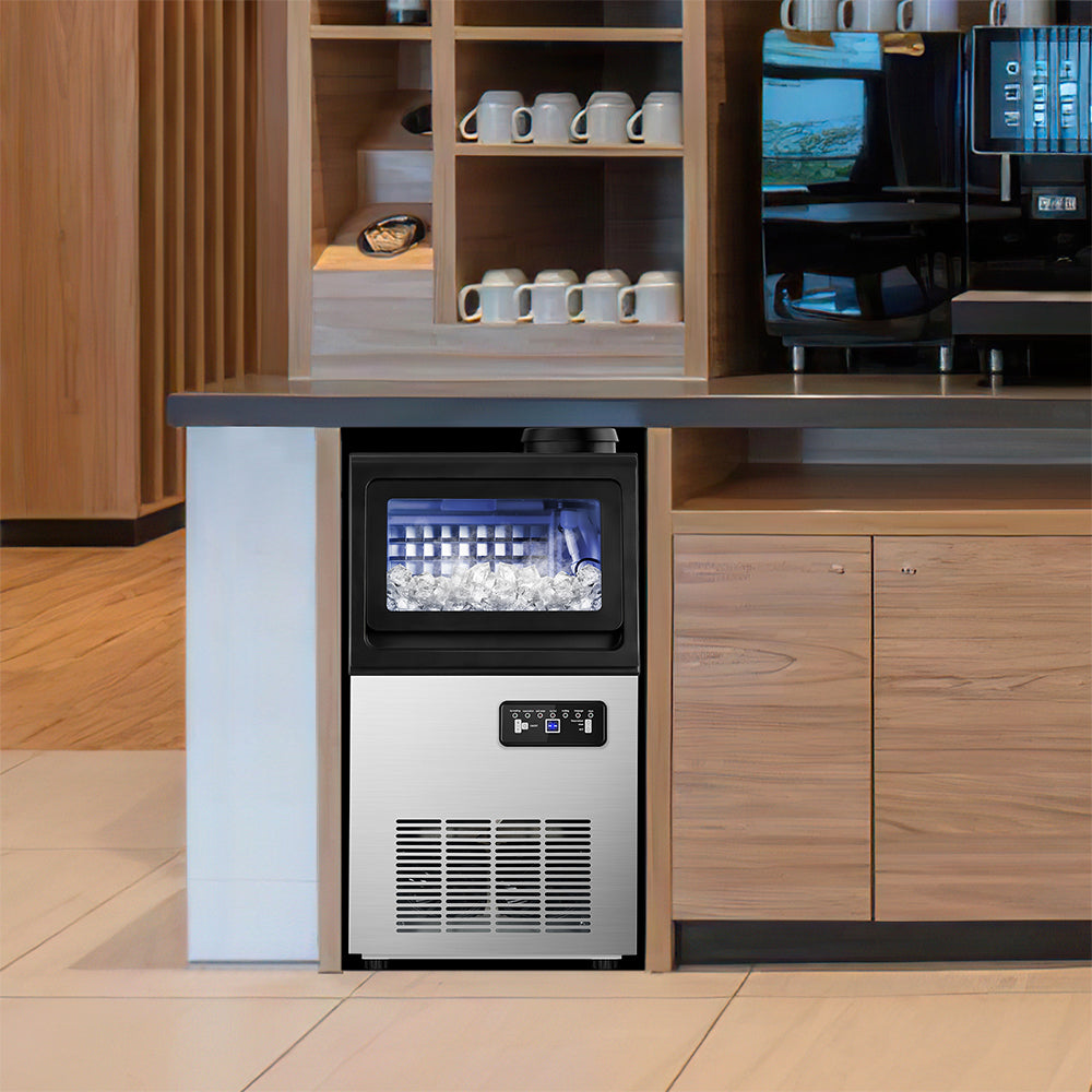 14 in. 88 lbs.Stainless Steel Freestanding Commercial Ice Maker - Tylza