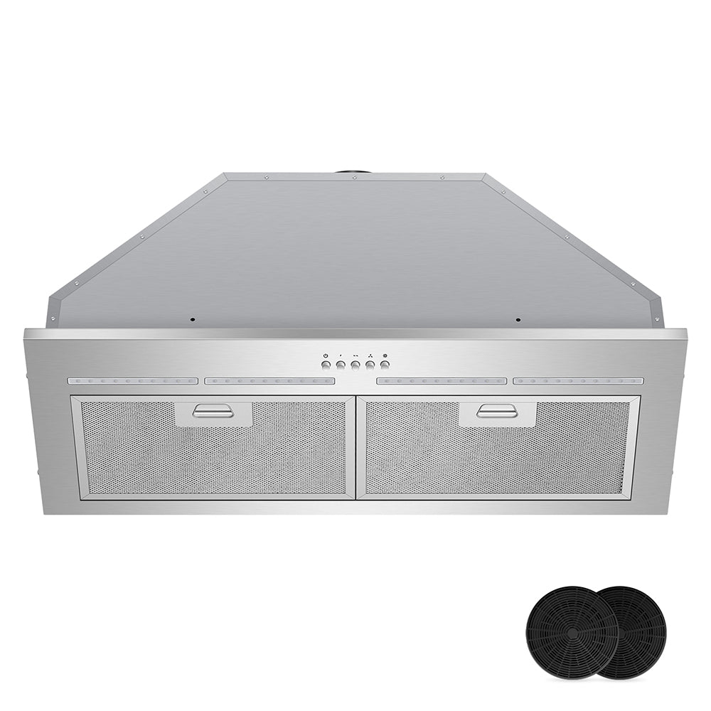 30" 600 CFM Convertible Built-In Range Hood, 3-Position Push Button Control with Charcoal Filter, Silver Range Hood.