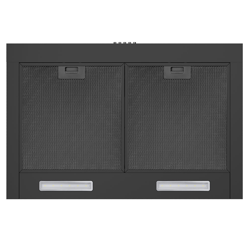 30" 600 CFM Under Cabinet Hood with LED Lights, Built-in Charcoal Filter, Stainless Steel Black.