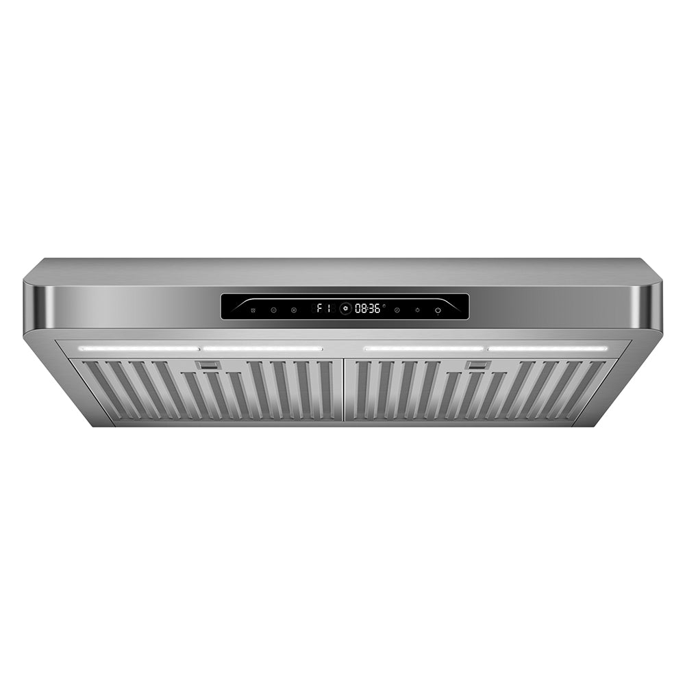 30” 900 CFM Ducted (Vented) Under Cabinet Range Hood with Gesture Sensing and Touch Controls, Silver.