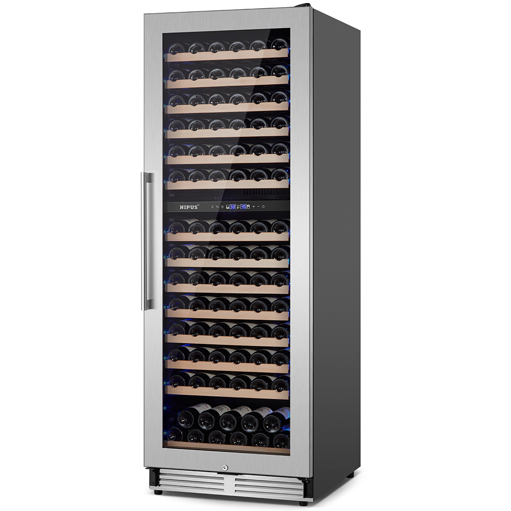 24” Seamless Design 154 Bottle Dual Zone Recessed Wine Cooler/Freestanding Wine Cooler with Blue LED Lights