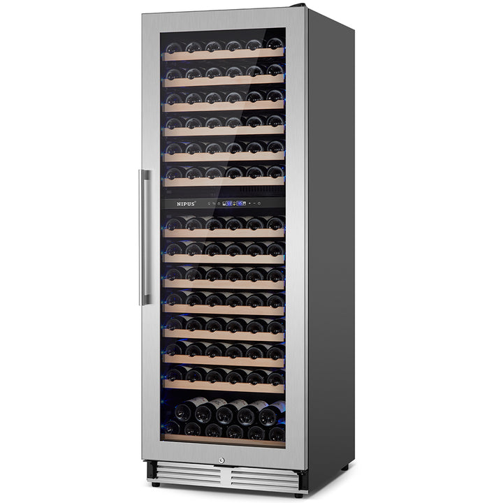 24” Seamless Design 154 Bottle Dual Zone Recessed Wine Cooler/Freestanding Wine Cooler with Blue LED Lights.