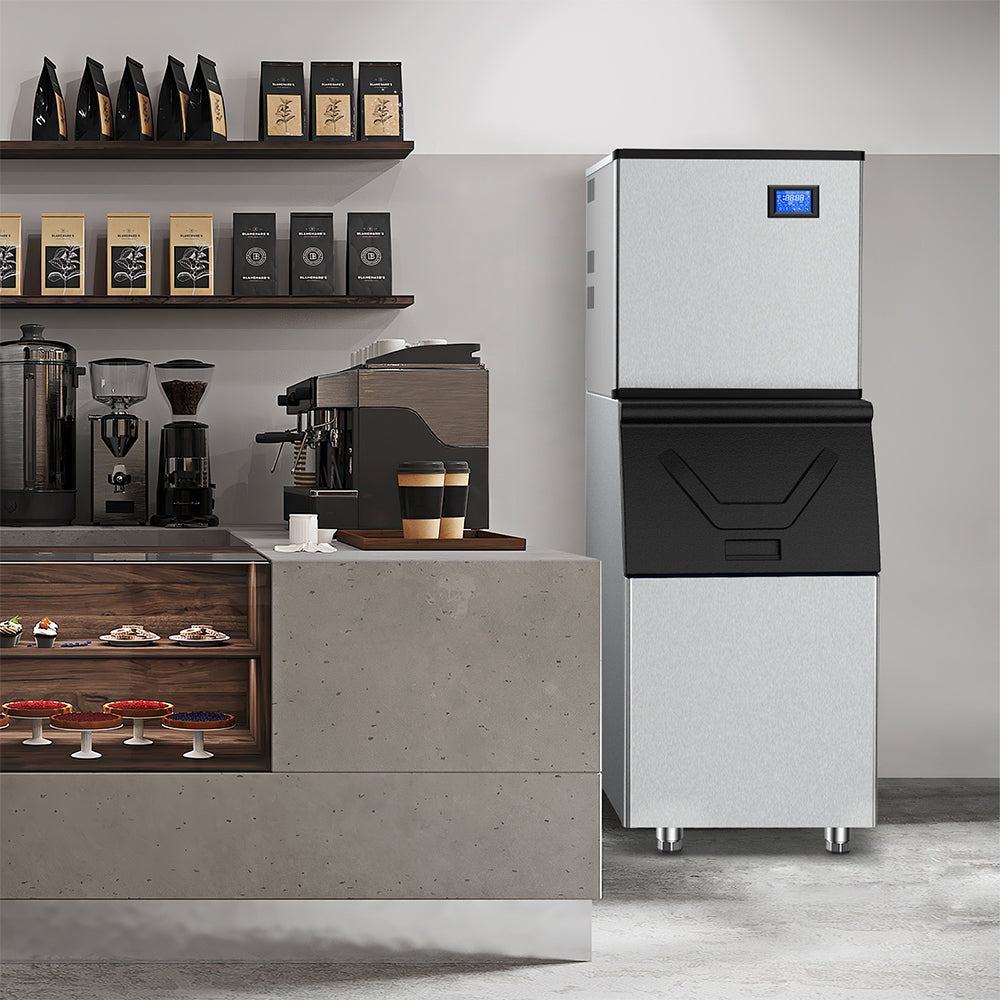 22.3 in. 450 lbs. /24 Hours Split Commercial Ice Maker 300 lbs. Storage Bin in Silver Two packages 156 Ice Cubes/Cycle - Tylza