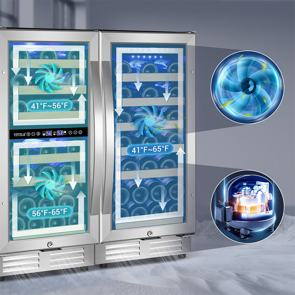 30" Triple Zone 60 Bottle Premium Wine Cooler - Tylza