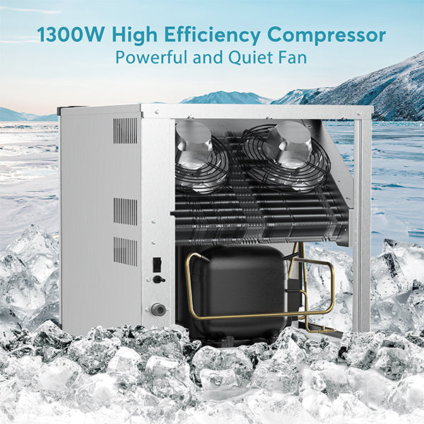 22 in. 600 lbs. per Day Split Commercial Ice Maker 182-Full Size Ice Cubes/Cycle in Silver Two packages Freestanding.