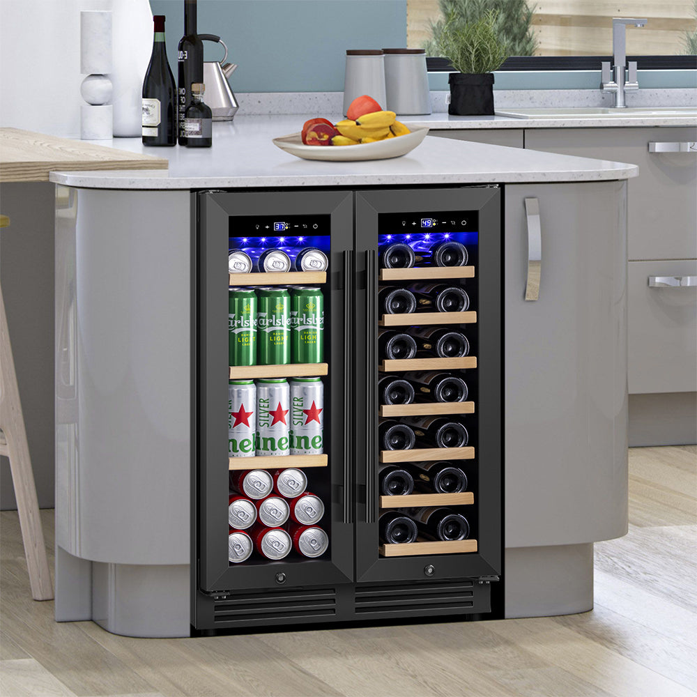 24" Dual Zone 20-Bottle & 60-Can Wine Beverage Cooler - Tylza