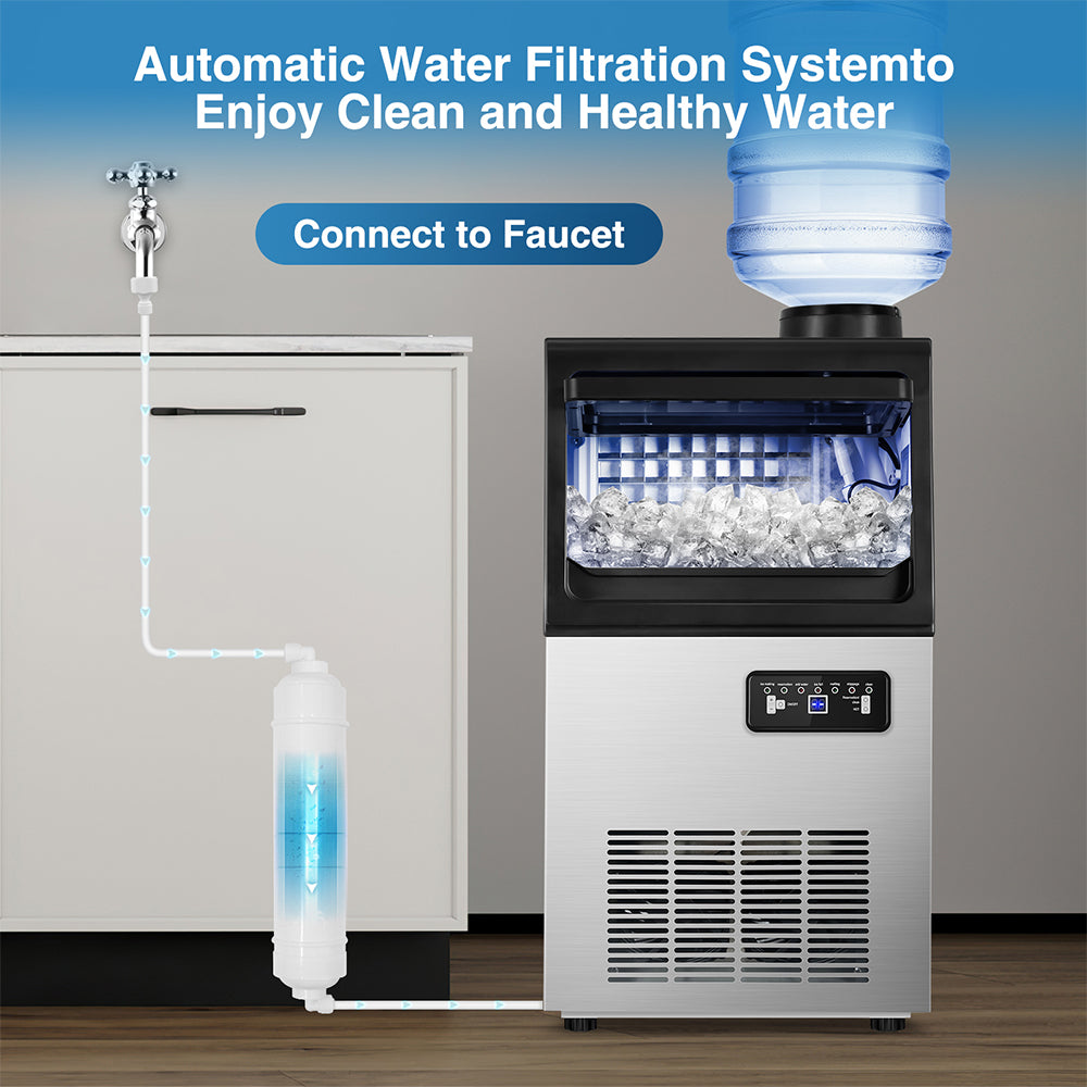 14 in. 88 lbs.Stainless Steel Freestanding Commercial Ice Maker - Tylza