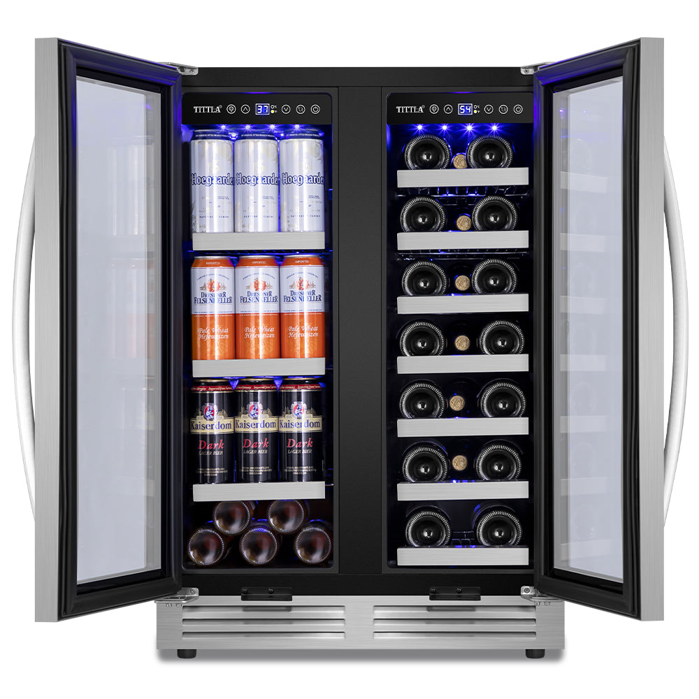 24" Dual Zone 20 Bottle & 60 Can Wine Beverage Cooler Silver - Tylza