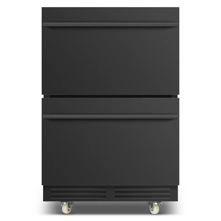 Nipus 24 Inch Double Drawer Beverage Refrigerator,180 Cans,Wine Beer Cooler Under Counter,2 Grid Organizer,for Indoor or Outdoor,Black - Tylza