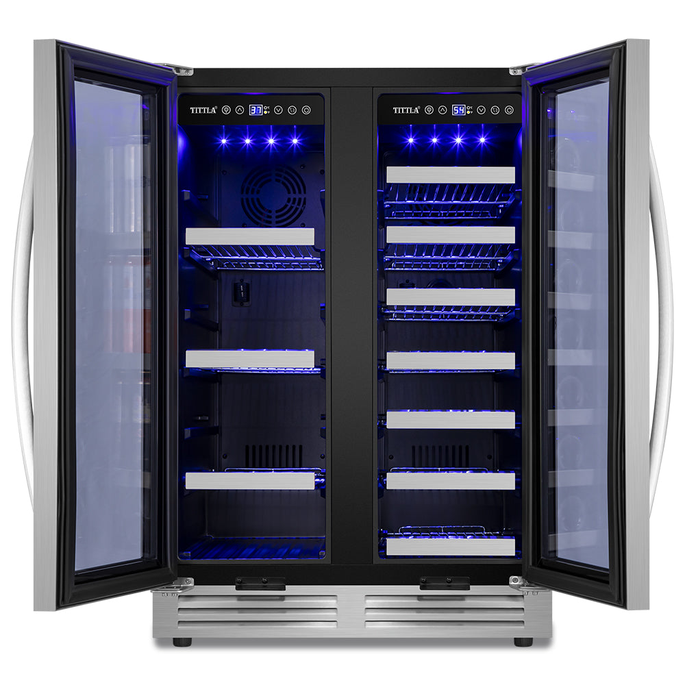 24" Dual Zone 20 Bottle & 60 Can Wine Beverage Cooler Silver - Tylza