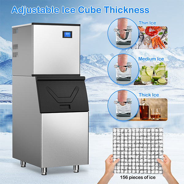 22 in. 420 lbs./24 Hours Split Commercial Ice Maker 2-Packages 156 Ice Cubes/Cycle in Stainless Steel