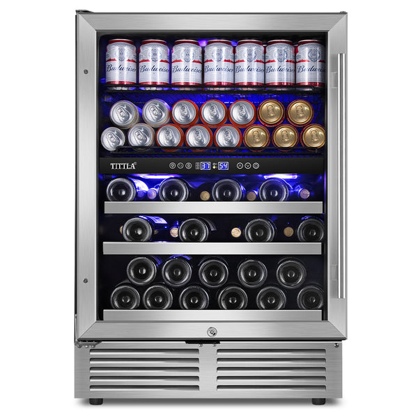 24" Dual Zone 27-Bottle & 94-Can Wine Beverage Cooler - Tylza