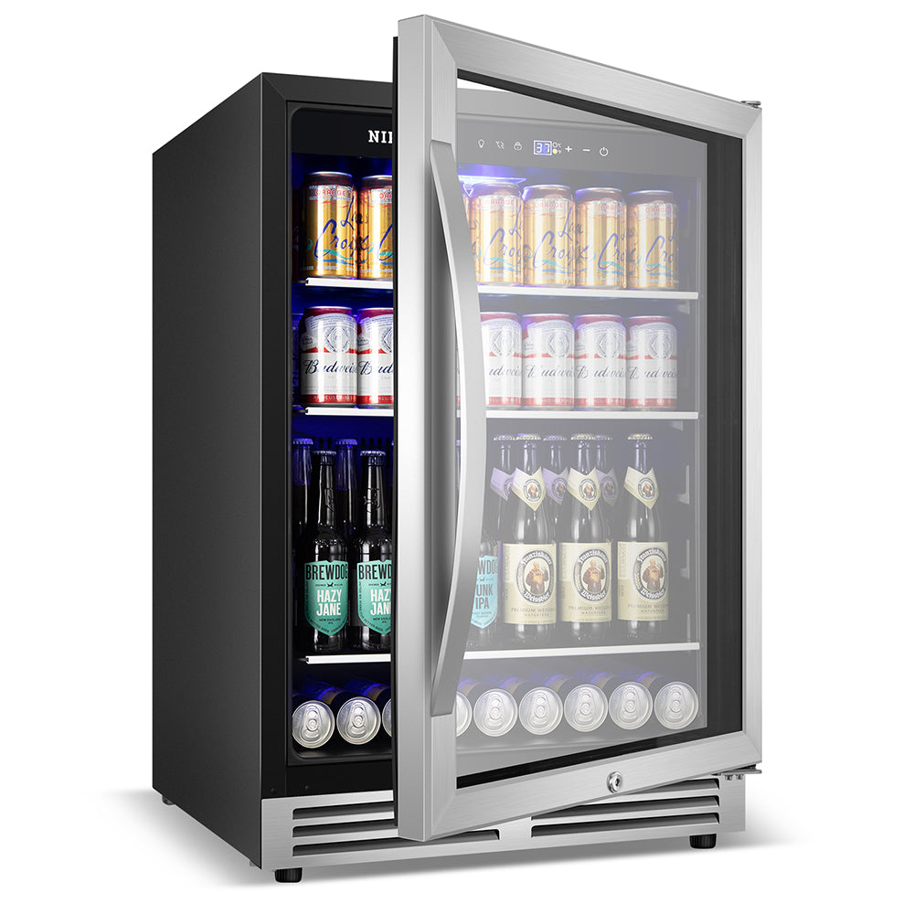24" Beverage Refrigerator 190 Can Single Zone Built-in/Freestanding with Blue LED Light