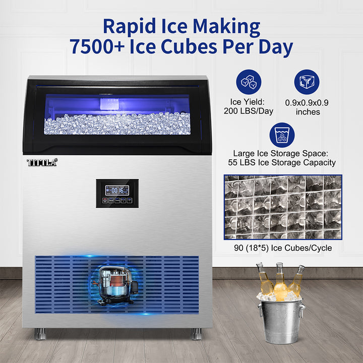 24.3" 200 lb. Built-In Ice Maker with Water Filter and Stainless Steel Flip-Up Door.