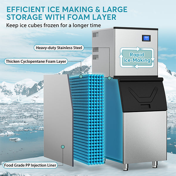 22 in. 600 lbs. per Day Split Commercial Ice Maker 182-Full Size Ice Cubes/Cycle in Silver Two packages Freestanding.