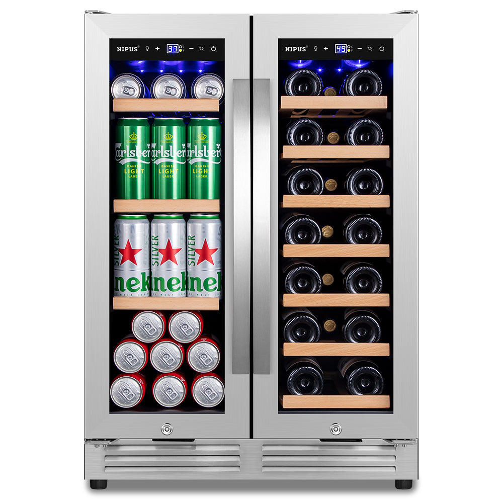24" Dual Zone 60-Can & 20-Bottle Wine Beverage Cooler - Tylza