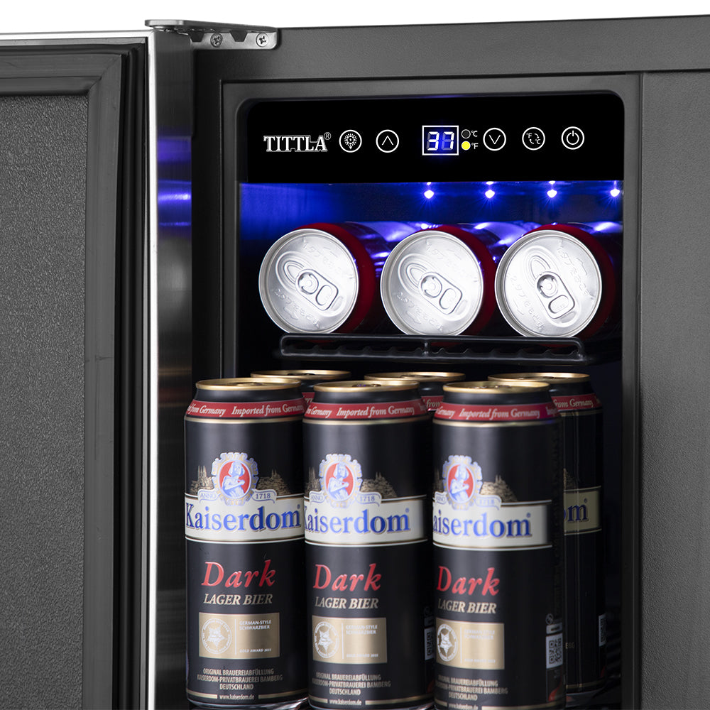 24" 114 Cans Built-in and Freestanding French Dual Door Beverage and Spirits Refrigerator