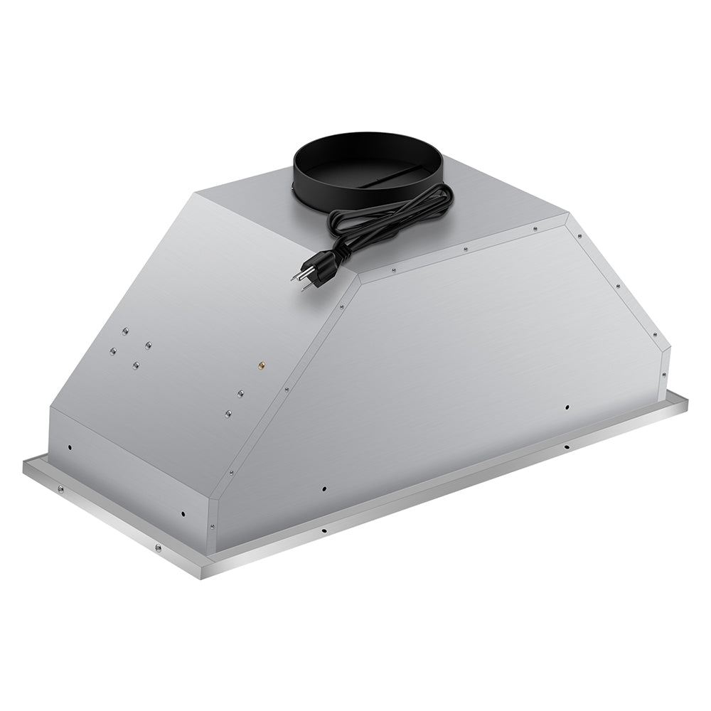 30" 600 CFM Convertible Built-In Range Hood, 3-Position Push Button Control with Charcoal Filter, Silver Range Hood.