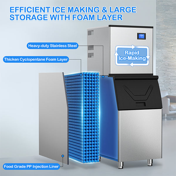 22 in. 420 lbs./24 Hours Split Commercial Ice Maker 2-Packages 156 Ice Cubes/Cycle in Stainless Steel