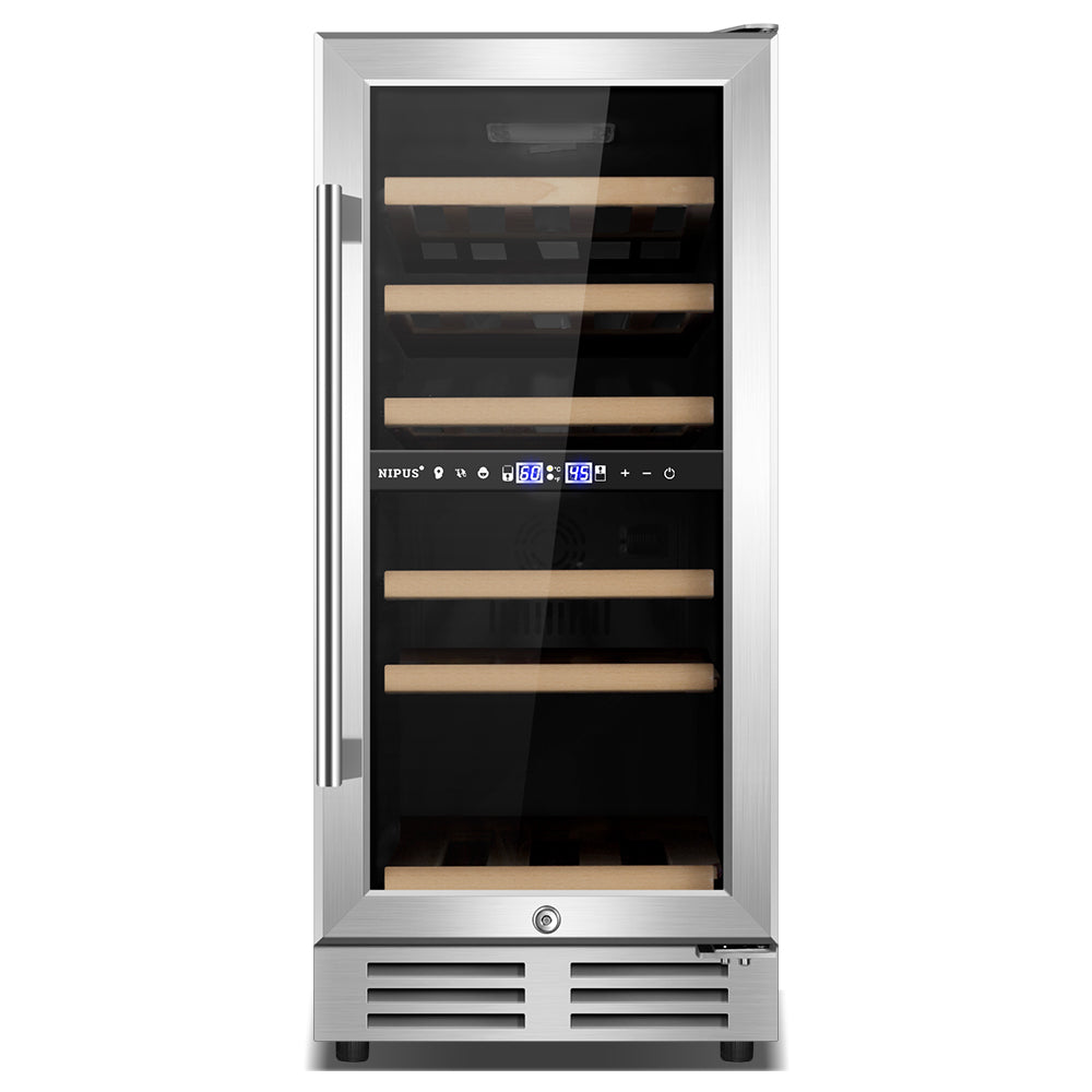 15" Dual Zone 30-Bottle Wine Cooler Silver - Tylza