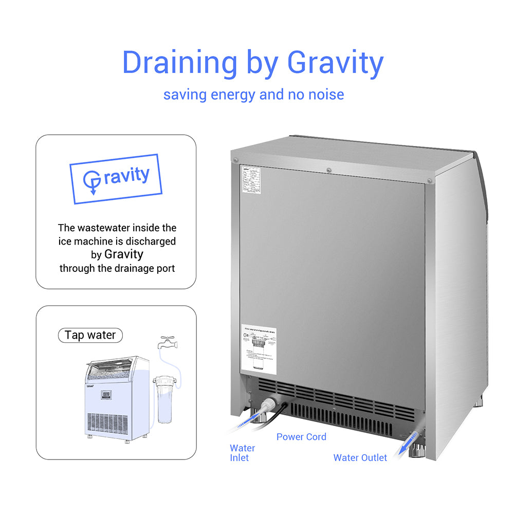 24 in. 265 lbs. Stainless Steel Built-In Filter Commercial Ice Maker - Tylza