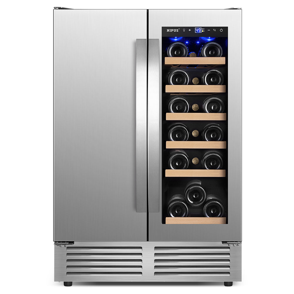 24" Dual Zone 18-Bottle & 57-Can Wine Beverage Cooler - Tylza
