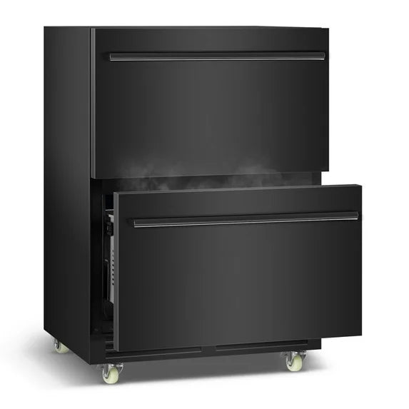 Nipus 24 Inch Double Drawer Beverage Refrigerator,180 Cans,Wine Beer Cooler Under Counter,2 Grid Organizer,for Indoor or Outdoor,Black - Tylza
