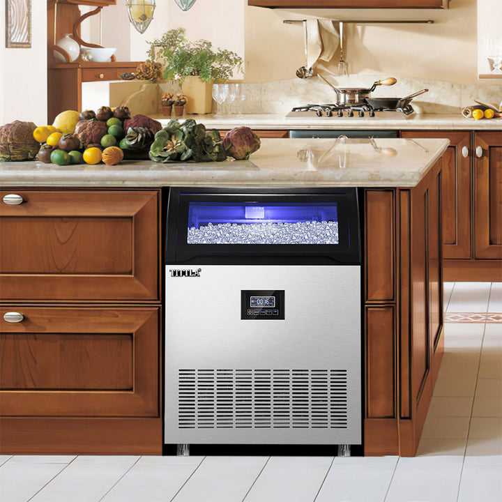 24.3" 200 lb. Built-In Ice Maker with Water Filter and Stainless Steel Flip-Up Door.