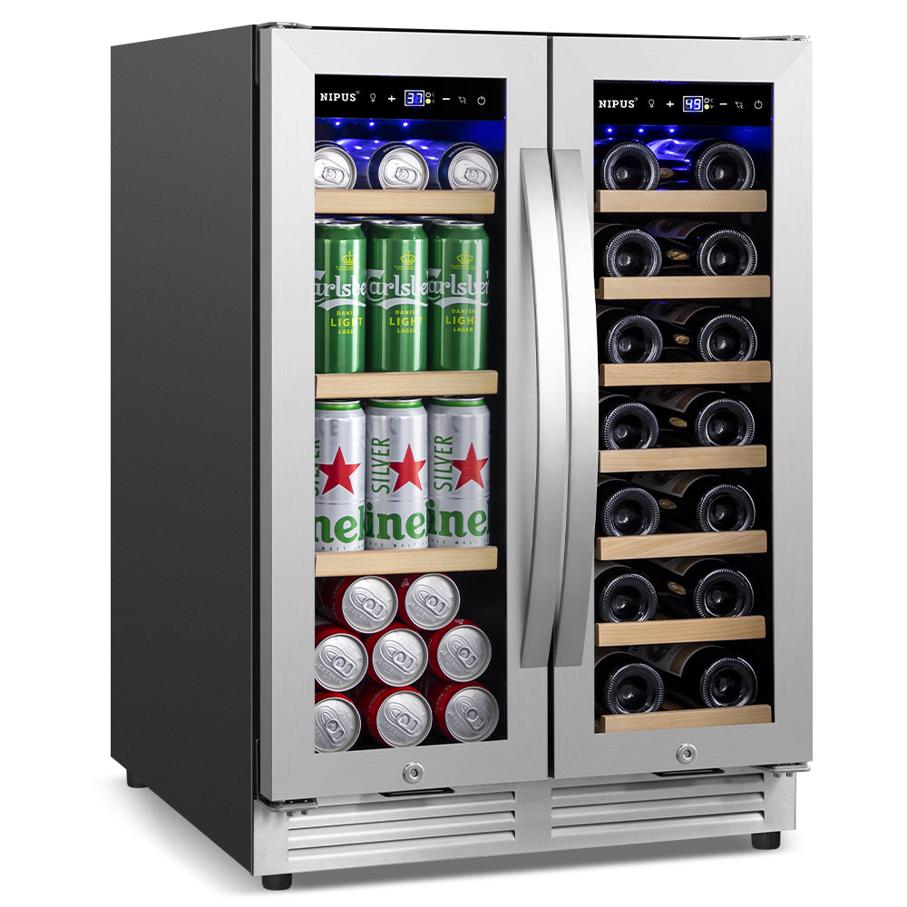 24" Dual Zone 60-Can & 20-Bottle Wine Beverage Cooler - Tylza