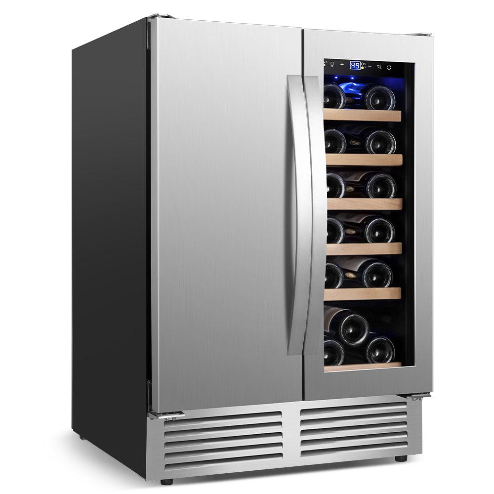 24" Dual Zone 18-Bottle & 57-Can Wine Beverage Cooler - Tylza